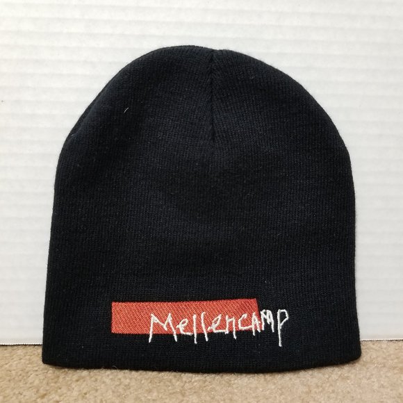 John Mellencamp hat OS beanie logo black knit stripe band merch 100% acrylic main image 4